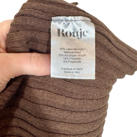 Rouje Marielle Merino Wool Ribbed Button Front Midi Dress Duster Cardigan 34/US2 - Picture 8 of 9